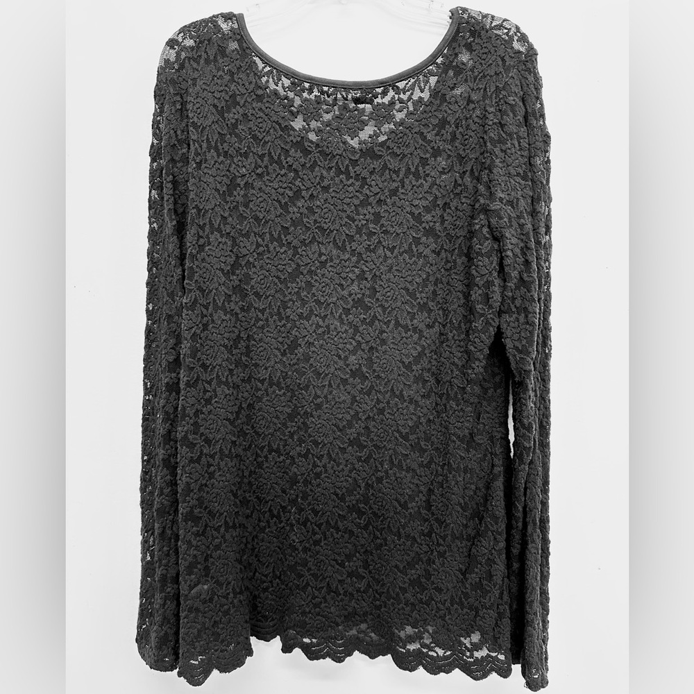 Maurices Black Floral Lace Long Sleeve Blouse XXL - Picture 2 of 6